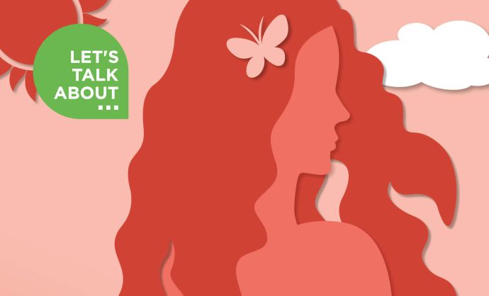 Silhouette eines Frauenkopfes.